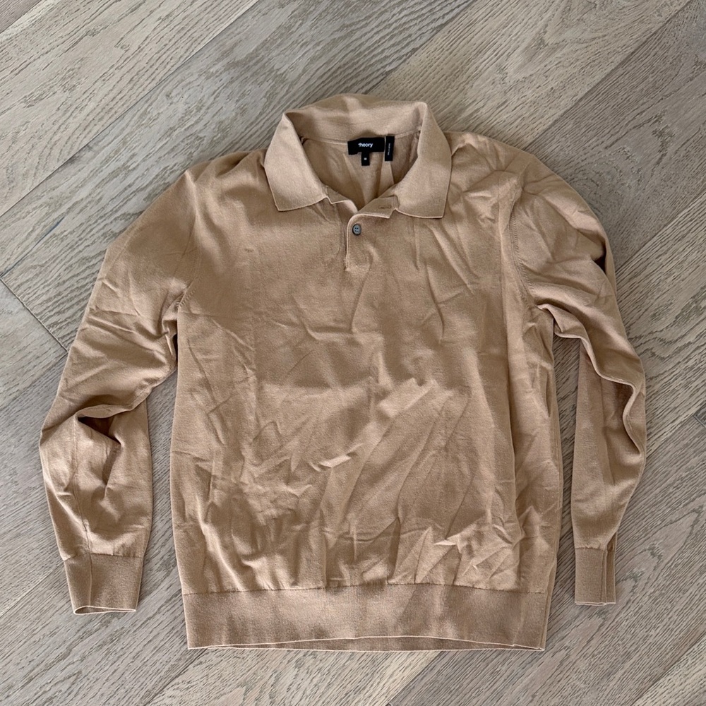 Theory Men's Polo Sweater in Beige/Tan